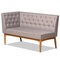 Baxton Studio Riordan Mid-Century Grey Fabric and Walnut Brown Finished Wood 2-PC Dining Nook Banquette Set 186-11355-Zoro - alternate 6